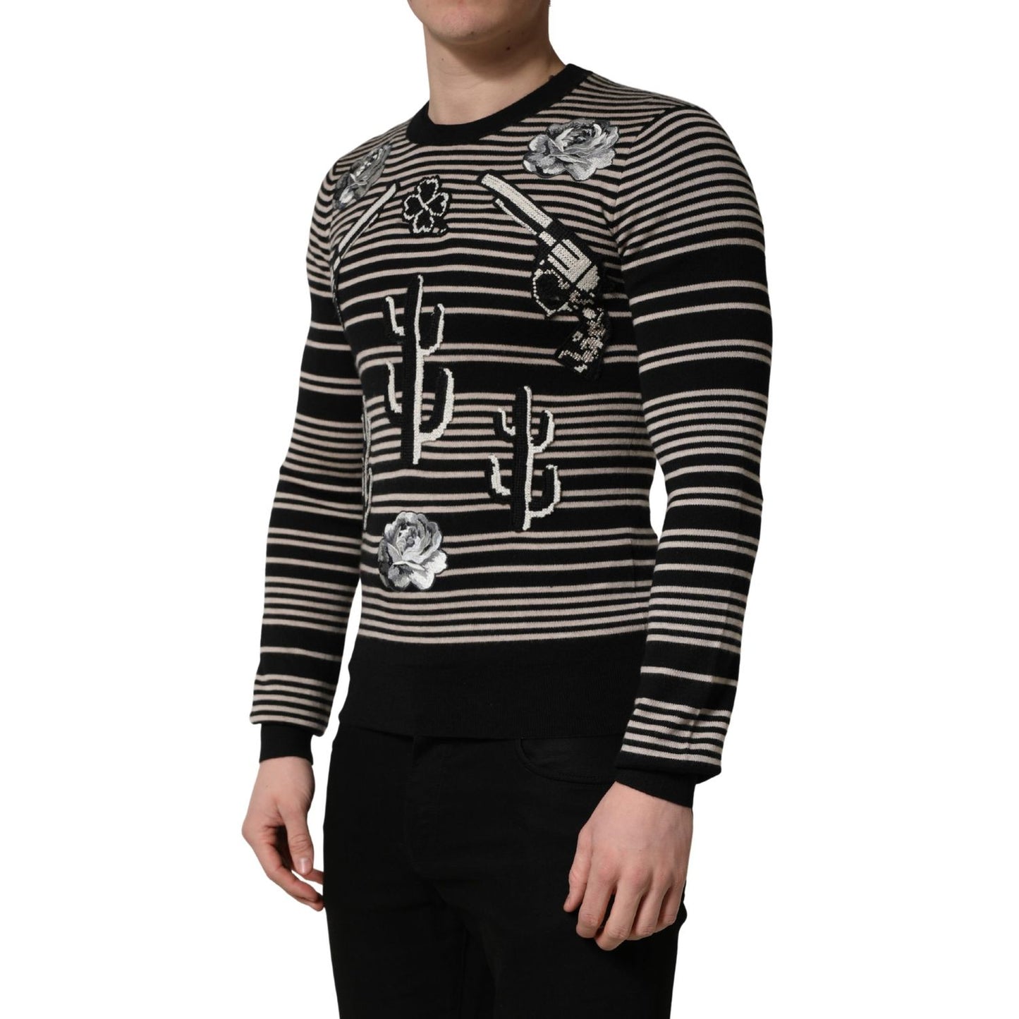 Dolce & Gabbana Multicolor Cashmere Striped CrewNeck Sweater