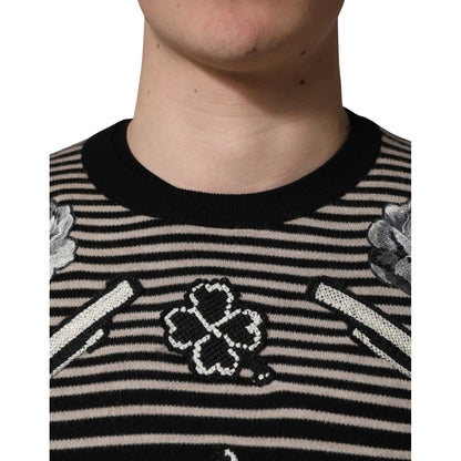 Dolce & Gabbana Multicolor Cashmere Striped CrewNeck Sweater