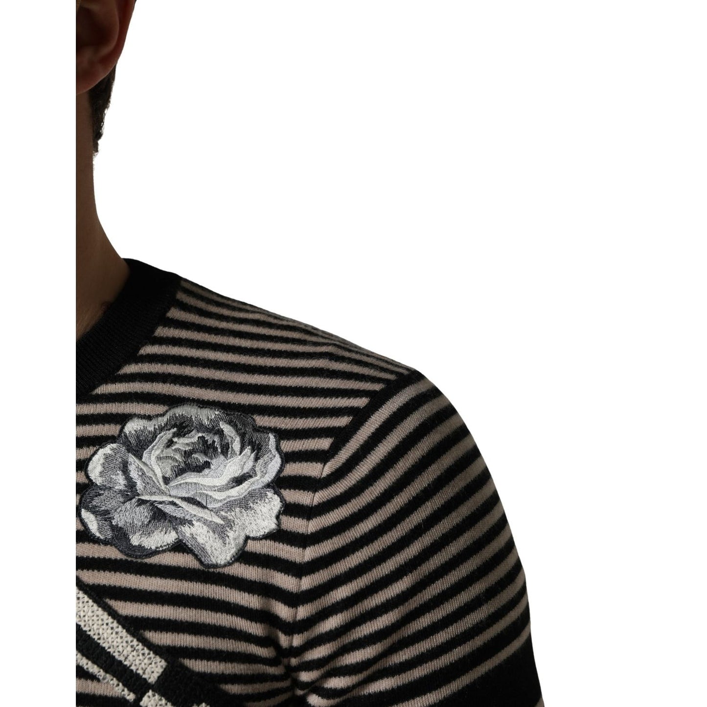 Dolce & Gabbana Multicolor Cashmere Striped CrewNeck Sweater