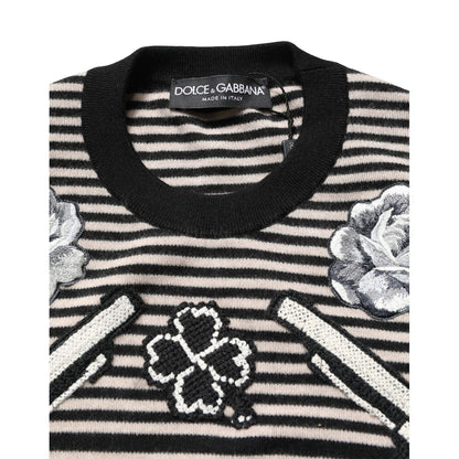 Dolce & Gabbana Multicolor Cashmere Striped CrewNeck Sweater