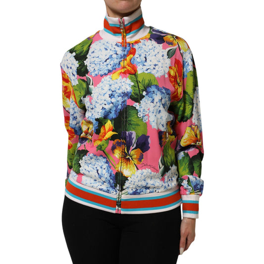 Dolce & Gabbana Multicolor Floral Print Zip Cardigan Jacket 1728,4% Elastane 96% Viscose,67345645728,Bombers - Jackets & Coats - Clothing,Cardigans - Sweaters - Clothing,Clothing,Dolce & Gabbana,IT36 | XS,Jackets & Coats - Clothing,Multicolor,New with tag