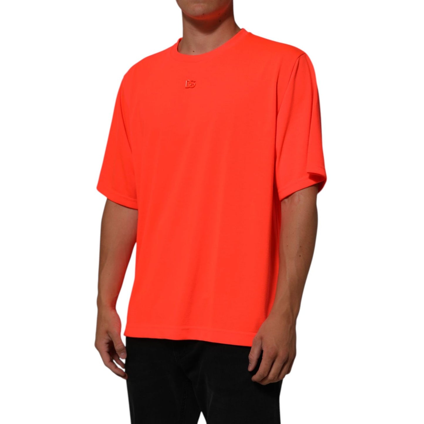 Dolce & Gabbana Neon Orange Polyester Men Crew Neck T-shirt Dolce & Gabbana