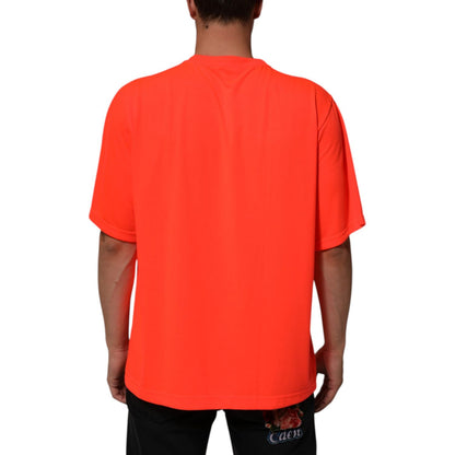 Dolce & Gabbana Neon Orange Polyester Men Crew Neck T-shirt Dolce & Gabbana