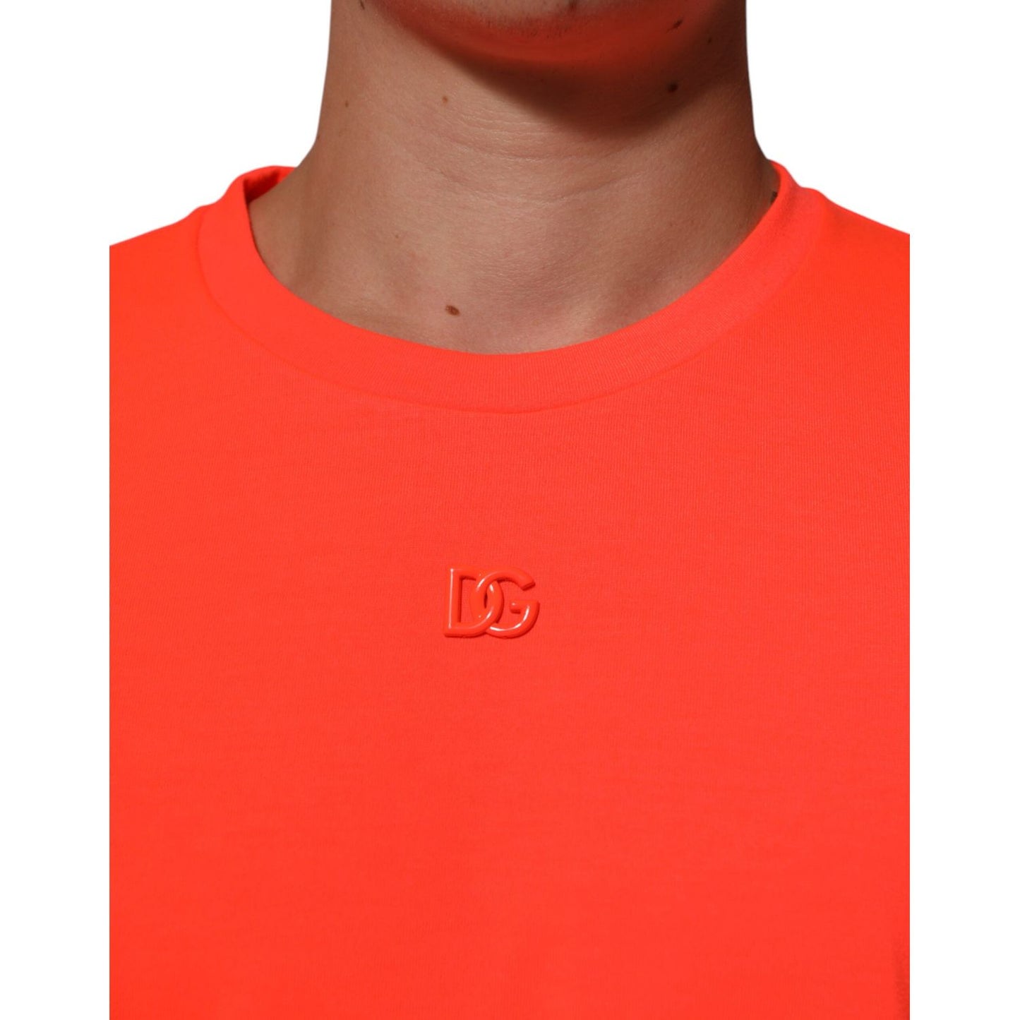 Dolce & Gabbana Neon Orange Polyester Men Crew Neck T-shirt Dolce & Gabbana