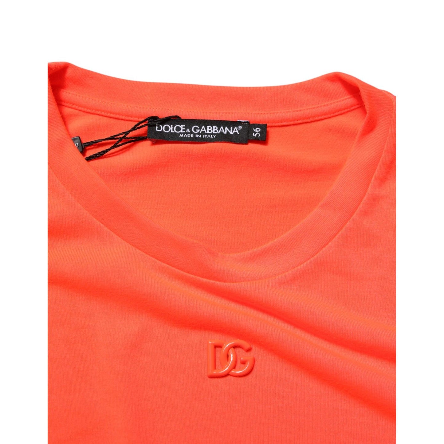 Dolce & Gabbana Neon Orange Polyester Men Crew Neck T-shirt Dolce & Gabbana