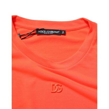 Dolce & Gabbana Neon Orange Polyester Men Crew Neck T-shirt Dolce & Gabbana