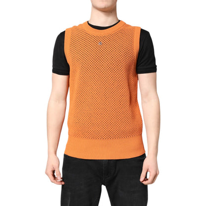 Dolce & Gabbana Orange Cashmere Round Neck Sleeveless T-shirt Dolce & Gabbana