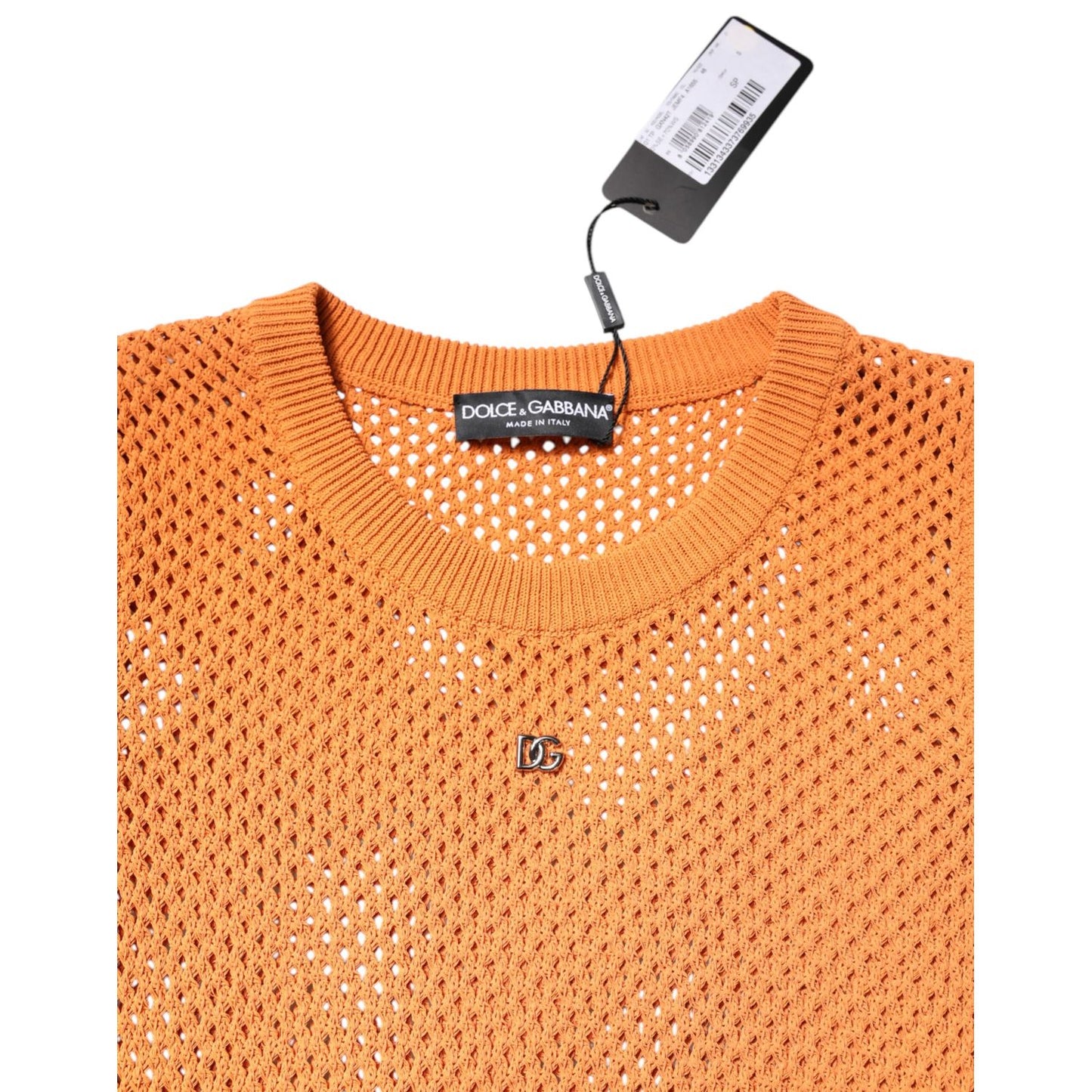 Dolce & Gabbana Orange Cashmere Round Neck Sleeveless T-shirt Dolce & Gabbana