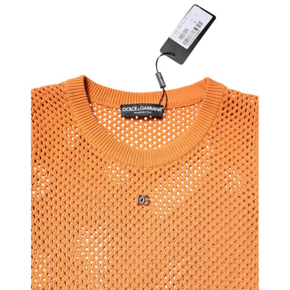 Dolce & Gabbana Orange Cashmere Round Neck Sleeveless T-shirt Dolce & Gabbana