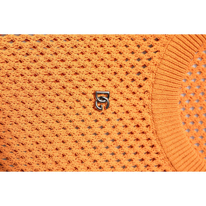 Dolce & Gabbana Orange Cashmere Round Neck Sleeveless T-shirt Dolce & Gabbana