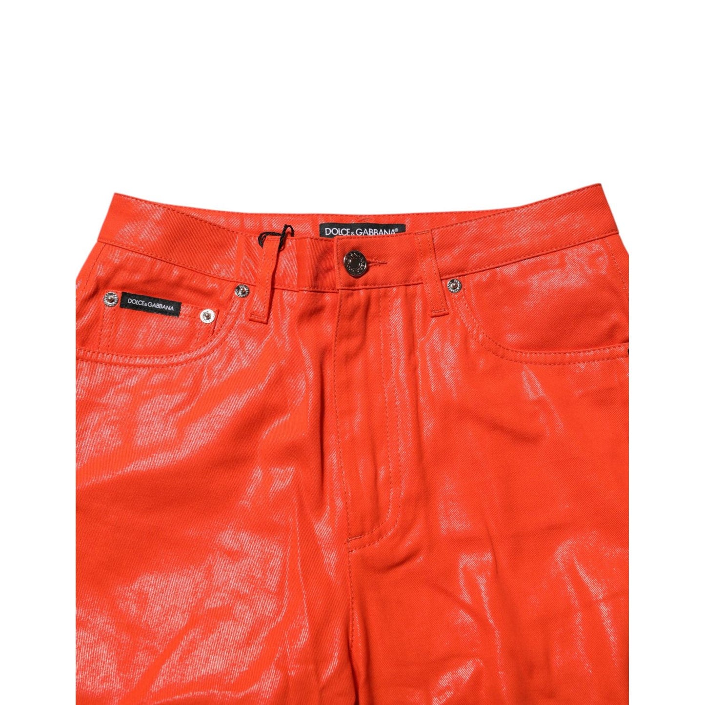 Dolce & Gabbana Orange Cotton High Waisted Denim Jeans Dolce & Gabbana