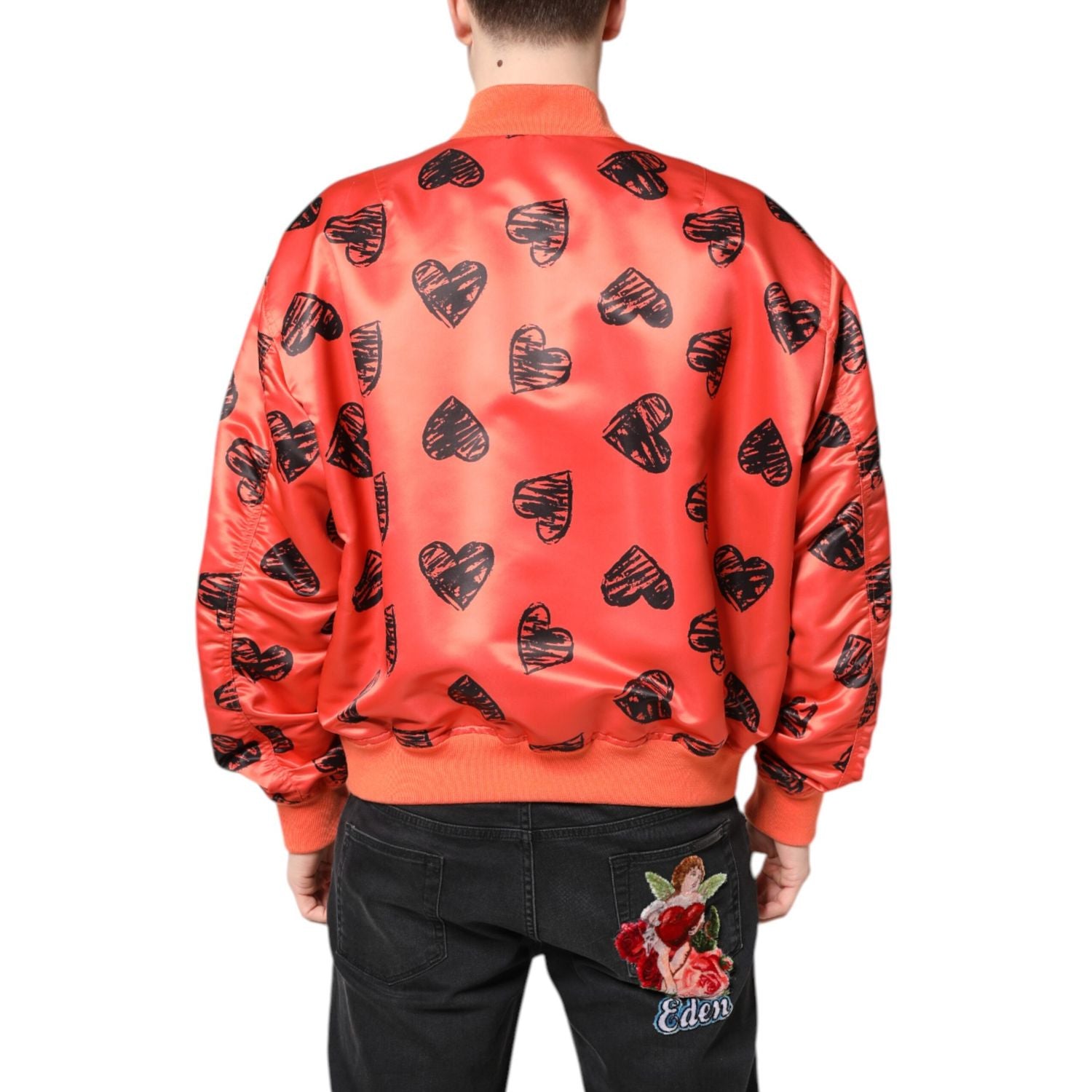 Dolce & Gabbana Orange DG Heart Full Zip Men Bomber Jacket