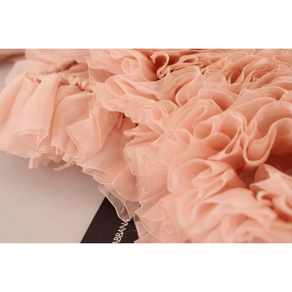 Dolce & Gabbana Pink Ruffles Long Sleeves Pullover Sweater 1728,67345645728,Clothing,Dolce & Gabbana,IT40|S,Material: 100% Silk,Pink,Preowned / Defect,Sweaters - Clothing,Sweatshirts - Sweaters - Clothing,Tops & T-Shirts - Women - Clothing,Women,Women - C