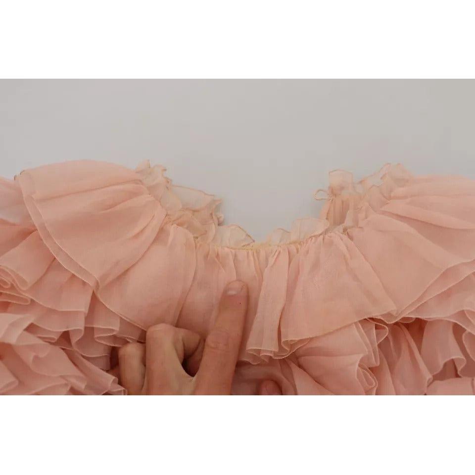 Dolce & Gabbana Pink Ruffles Long Sleeves Pullover Sweater 1728,67345645728,Clothing,Dolce & Gabbana,IT40|S,Material: 100% Silk,Pink,Preowned / Defect,Sweaters - Clothing,Sweatshirts - Sweaters - Clothing,Tops & T-Shirts - Women - Clothing,Women,Women - C