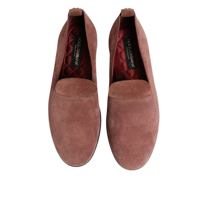 Dolce & Gabbana Pink Suede Loafers Formal Men Dress Shoes