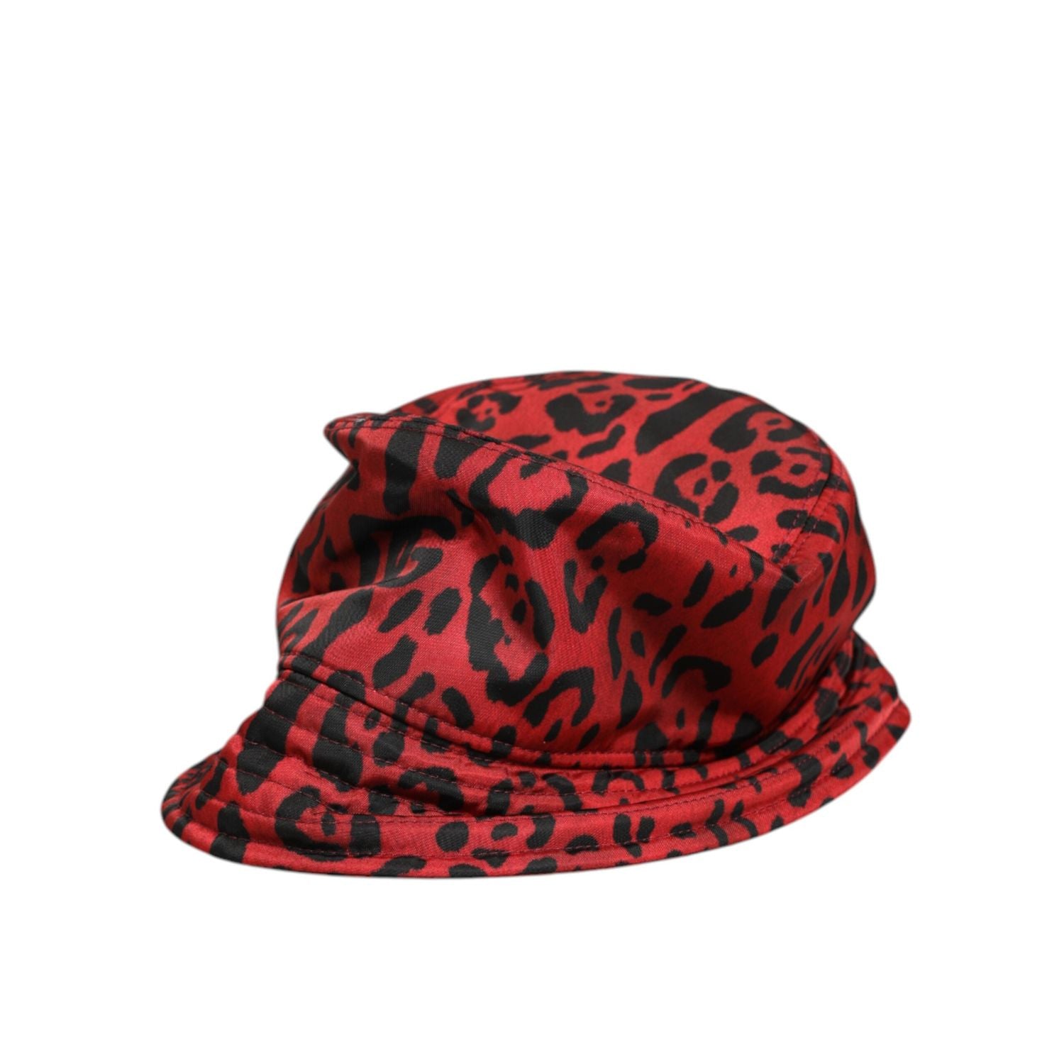 Dolce & Gabbana Red Black Nylon Leopard Print Bucket Men Cap Hat