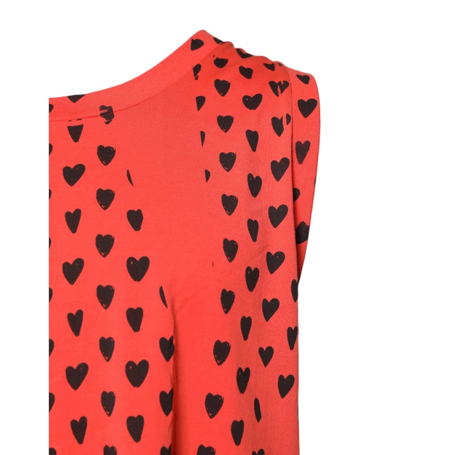 Dolce & Gabbana Red Cotton Sleeveless DG Heart Logo T-shirt