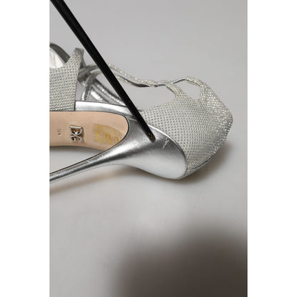 Dolce & Gabbana Silver Shimmers Sandals Heel Pumps Shoes Dolce & Gabbana