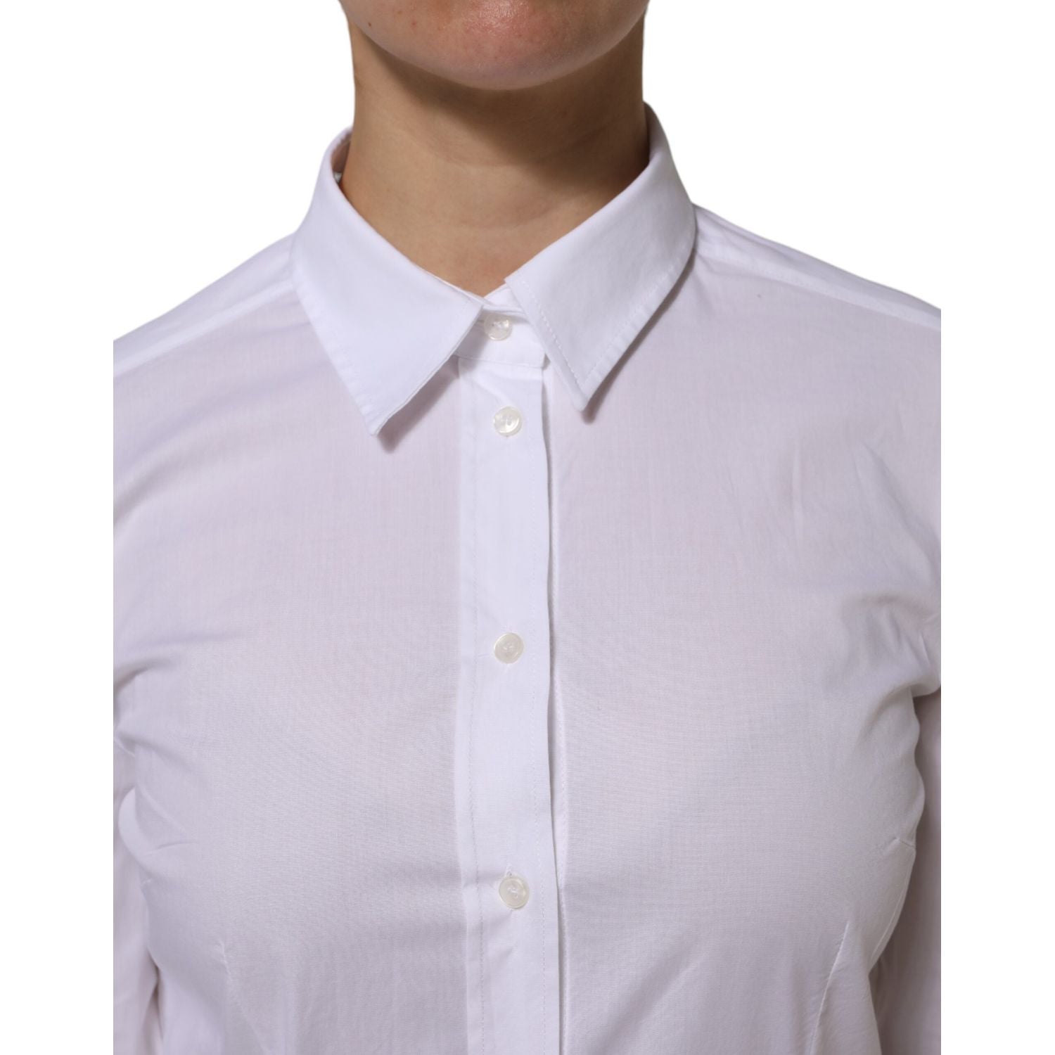 Dolce & Gabbana White Cotton Collared Dress Formal Shirt  Top