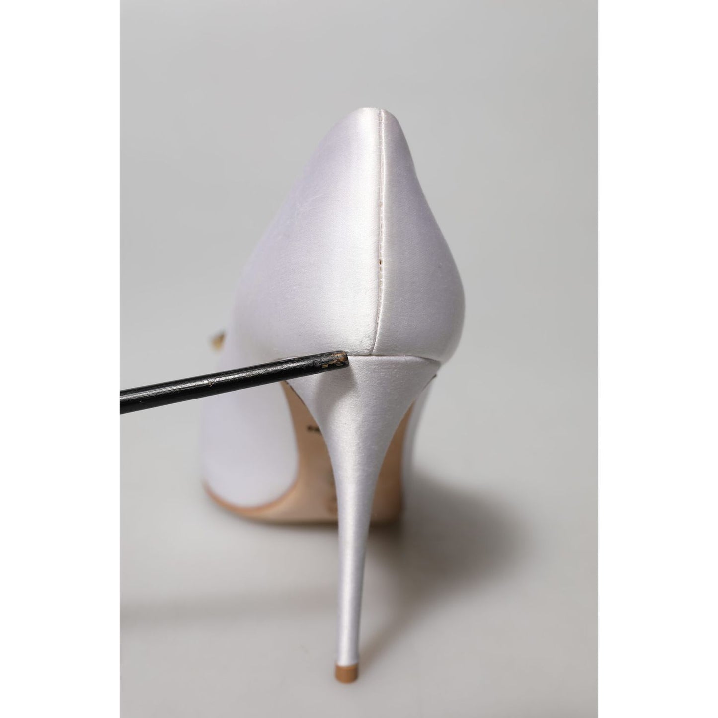 Dolce & Gabbana White Crystals Peep Toe Satin Pumps Shoes Dolce & Gabbana