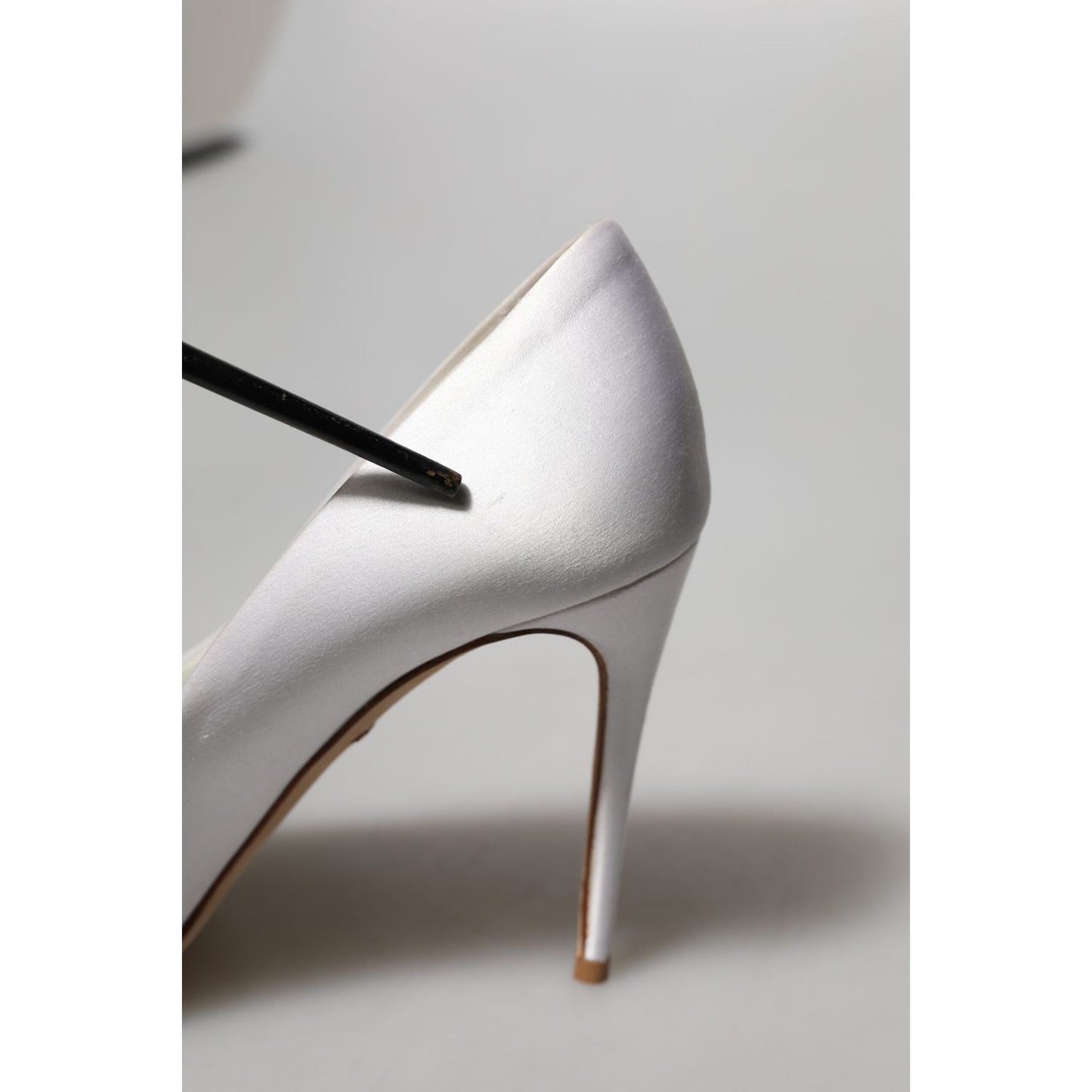 Dolce & Gabbana White Crystals Peep Toe Satin Pumps Shoes Dolce & Gabbana