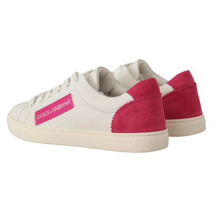 Dolce & Gabbana White Suede Leather Low Top Sneakers Shoes Dolce & Gabbana