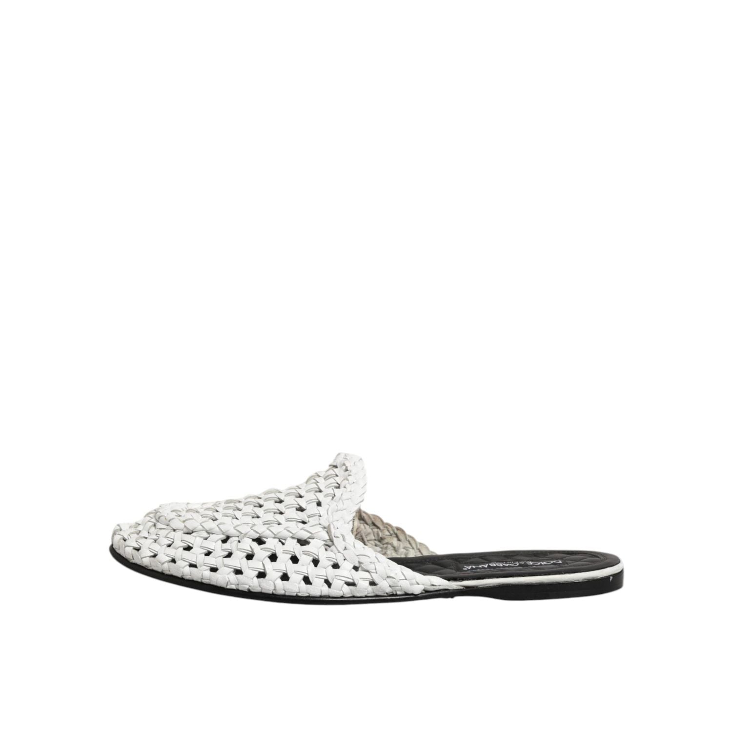 Dolce & Gabbana White Woven Slides MULES Men Sandals Shoes