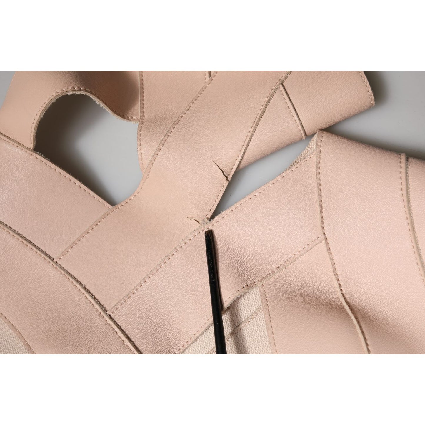 Dsquared² Beige Leather Short Sleeves Sheath Mini Dress