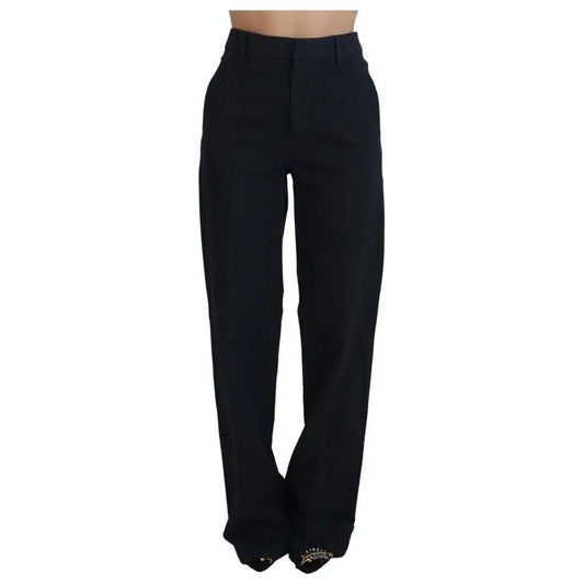 Dsquared² Black Checkered High Waist Straight Pants 1728,67345645728,Black,Casual Pants - Pants - Clothing,Clothing,Dsquared²,IT38 | XS,Jeans & Pants - Women - Clothing,Pants - Clothing,Preowned / Defect,Women