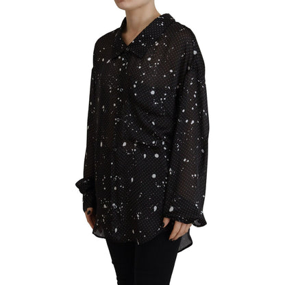Dsquared² Black Polka Dots Collared Button Down Blouse Top 1728,67345645728,Black,Clothing,Dsquared²,IT38 | XS,Long Sleeve - T-Shirts - Clothing,Material: 100% Polyester,Preowned / Defect,T-Shirts - Clothing,Tops & T-Shirts - Women - Clothing,Women
