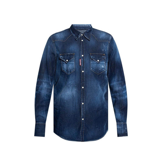 Dsquared² Blue Denim Shirt 1728,75611013280,Blue,Clothing,Denim - Shirts - Clothing,Dsquared²,IT52 | XL,Men,New with tags,Shirts - Clothing