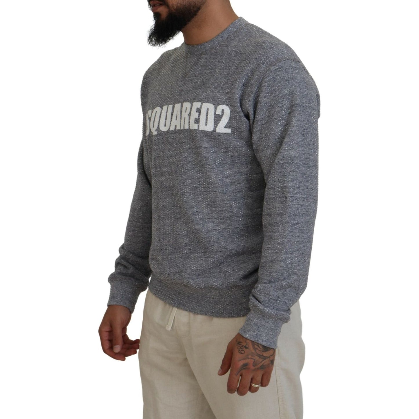 Dsquared² Gray Crystal Embellishment Men Pullover Sweater 1728,67345645728,Clothing,Dsquared²,Gray,IT48 | M,Material: 100% Cotton,Men,Preowned / Defect,Sweaters - Clothing,Sweaters - Men - Clothing,Sweatshirts - Sweaters - Clothing