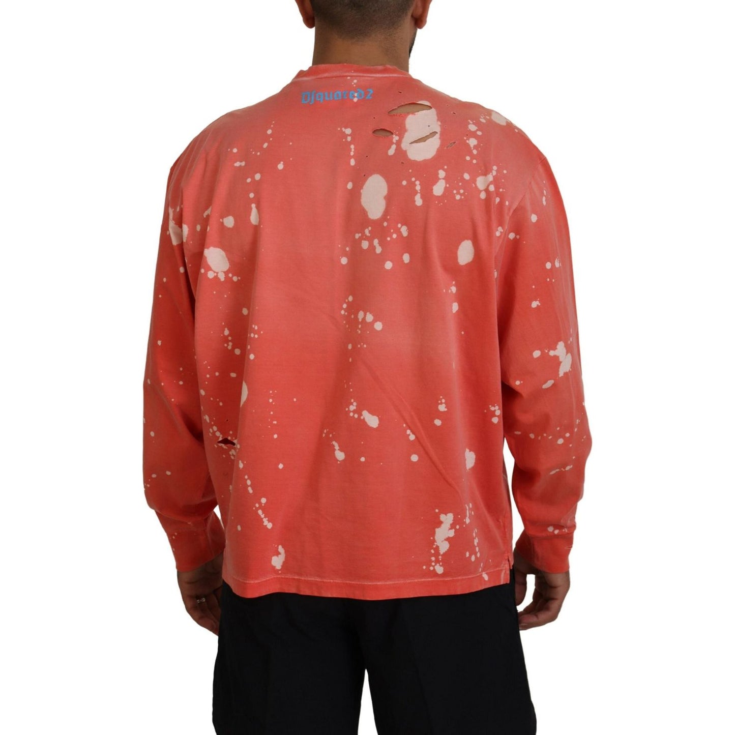 Dsquared² Orange Printed Long Sleeves Pullover Sweater 1728,67345645728,Clothing,Dsquared²,IT48 | M,Material: 100% Cotton,Men,Orange,Preowned / Defect,Sweaters - Clothing,Sweaters - Men - Clothing,Sweatshirts - Sweaters - Clothing