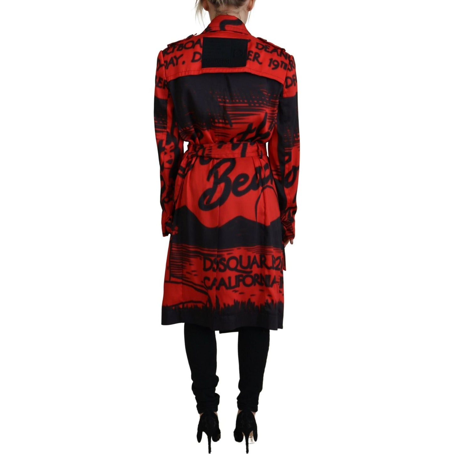 Dsquared² Red Printed Button Collared Desigual Coat Jacket 1728,67345645728,Clothing,Coats - Jackets & Coats - Clothing,Dsquared²,IT38 | XS,Jackets & Coats - Clothing,Jackets & Coats - Women - Clothing,Material: 100% Polyester,Preowned / Defect,Red,Women