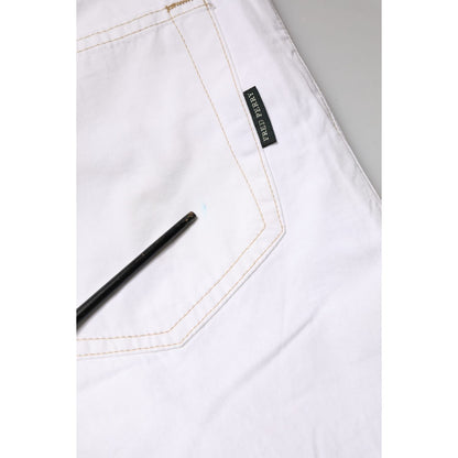 Fred Perry White Cotton Mid Waist Straight Men Denim Jeans