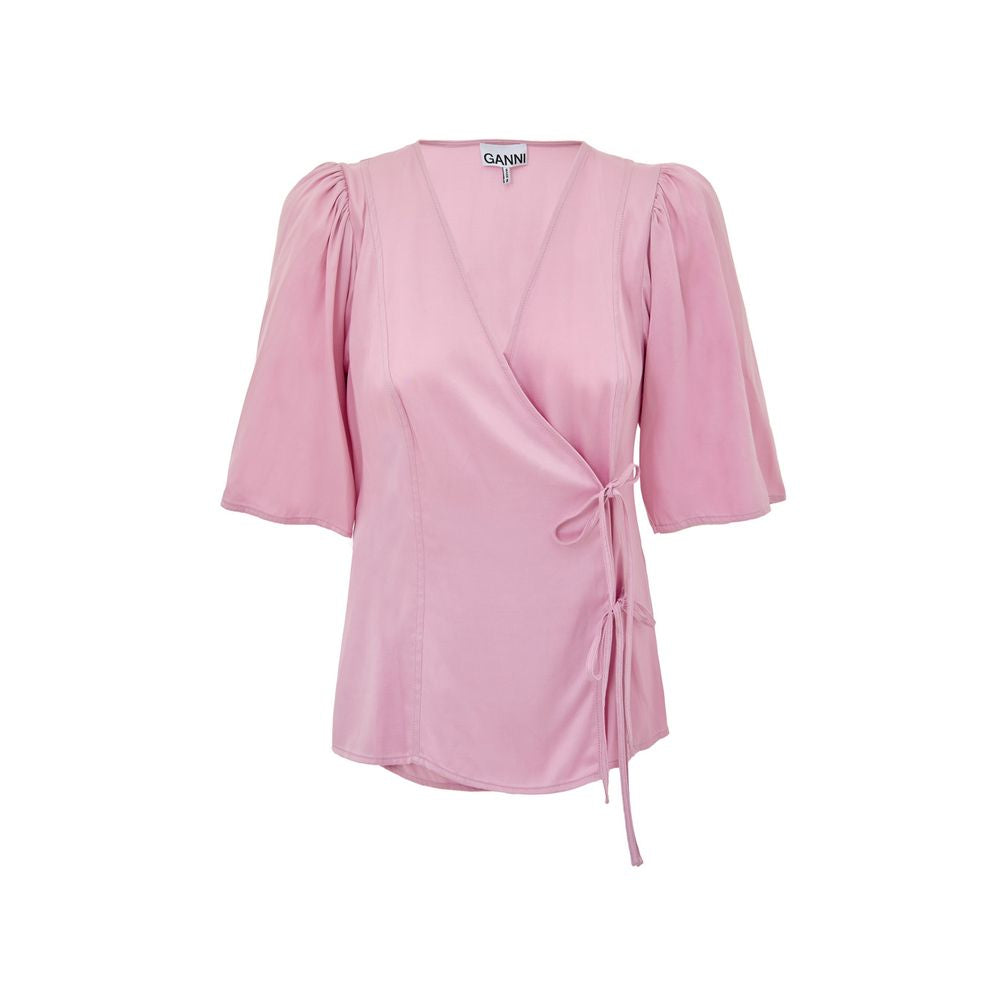 Ganni Pink Satin Tank Tops