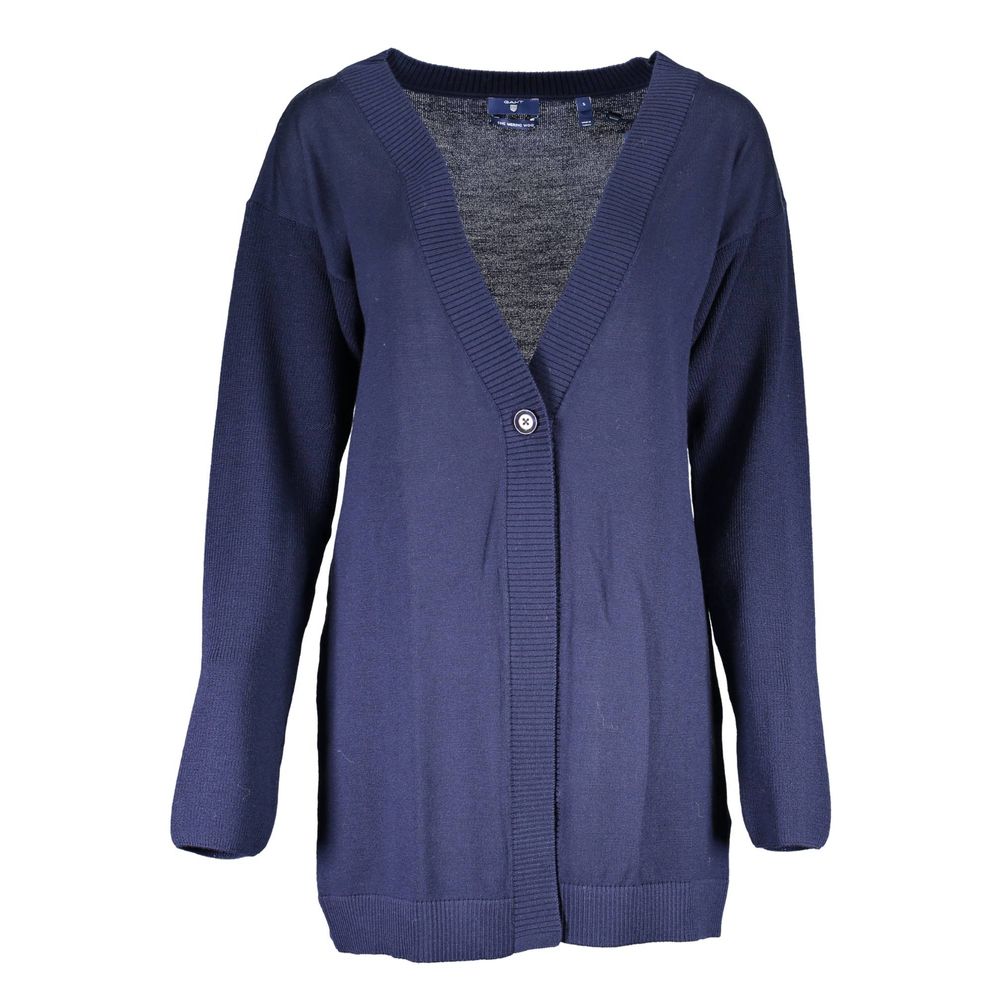 Gant Blu Wool Womens Cardigan 1728,67403481248,Blue,Cardigans - Sweaters - Clothing,Clothing,Gant,New with tags,Sweaters - Clothing,Sweaters - Women - Clothing,Women,Women - Clothing,XS