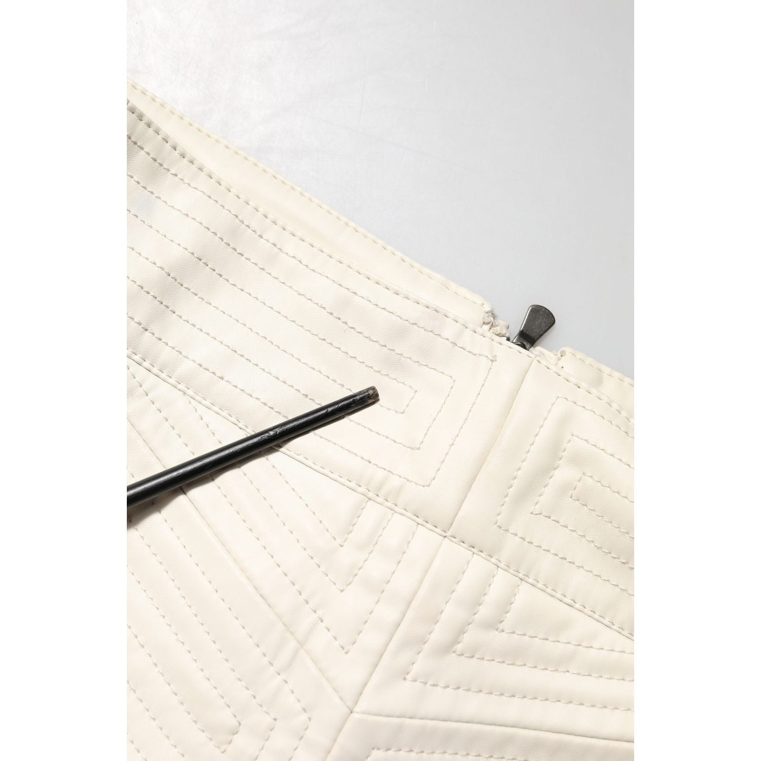 Guess Beige Faux Leather Quilted Mini High Waist Women  Skirt