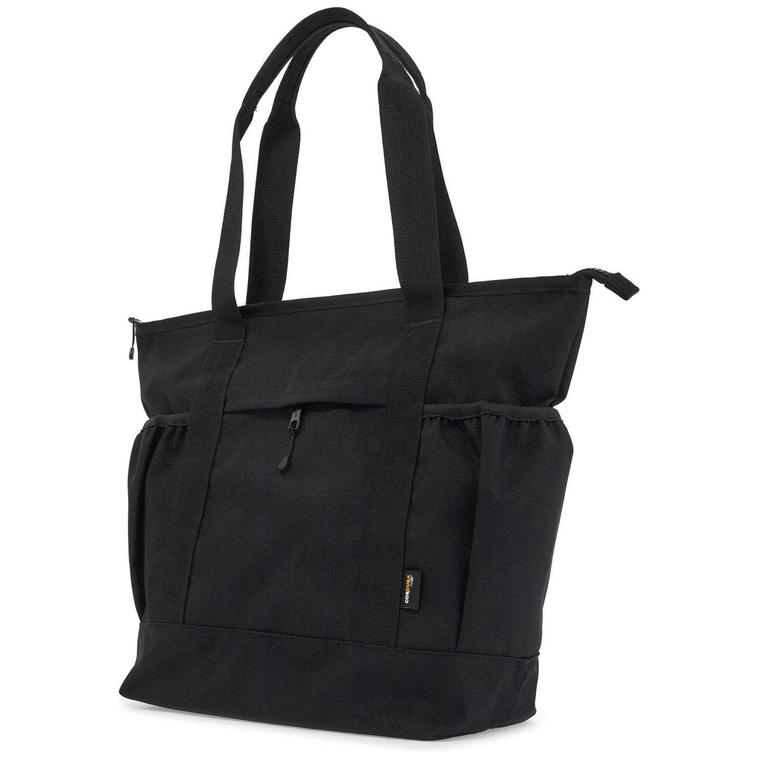 Front view with bag zipped and handles upright.