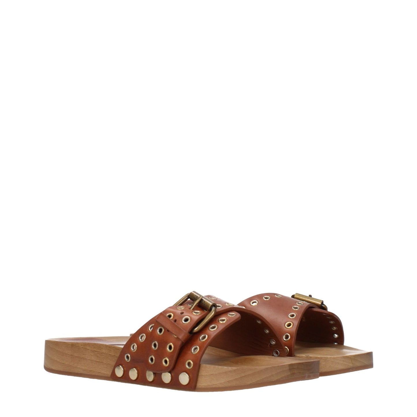 Isabel Marant Brown Leather Slippers 1728,75667636384,Brown,EU35/US5,EU37/US7,Isabel Marant,New with tags,Sandals - Shoes,Shoes,Slippers - Sandals - Shoes,Women