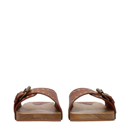 Isabel Marant Brown Leather Slippers 1728,75667636384,Brown,EU35/US5,EU37/US7,Isabel Marant,New with tags,Sandals - Shoes,Shoes,Slippers - Sandals - Shoes,Women