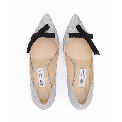 Jimmy Choo Silver Fine Glitter Fabric Romy 60 Pumps
