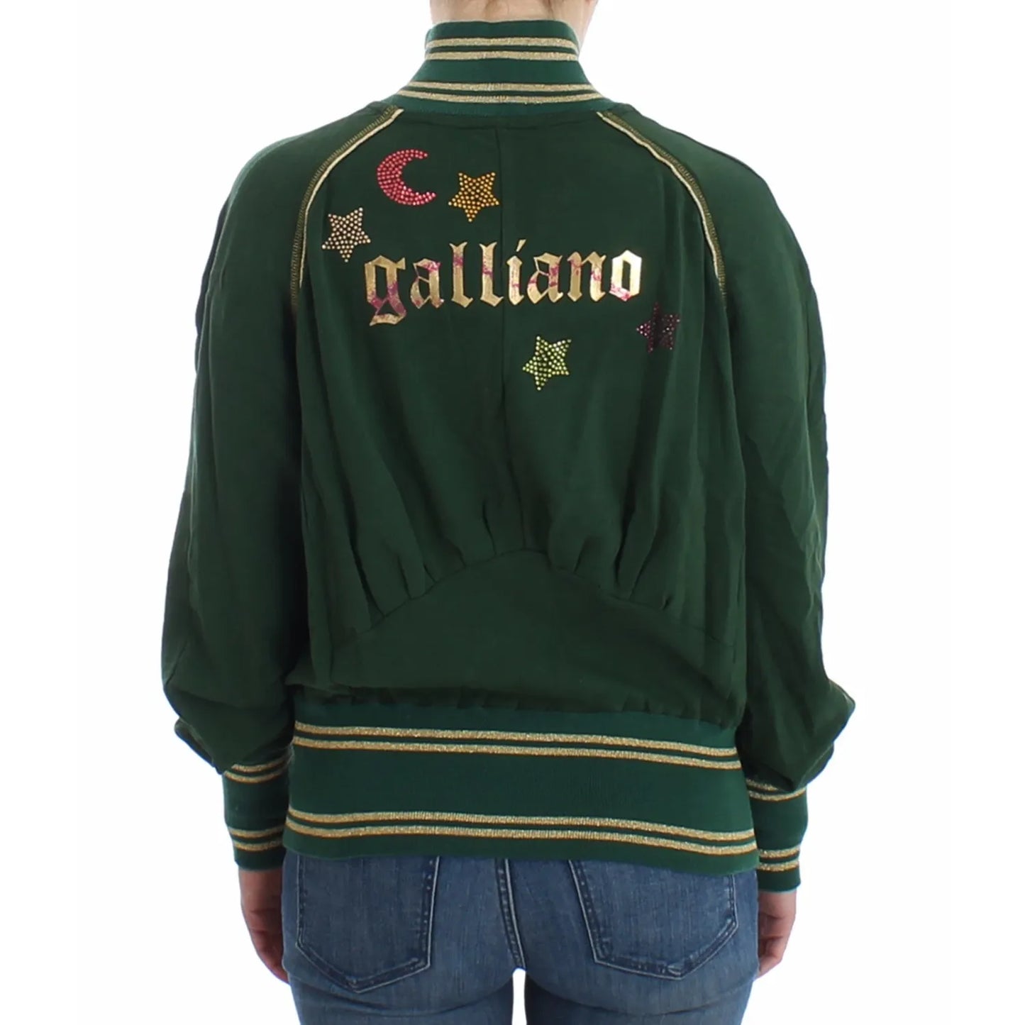 John Galliano Green Mock Zip Cardigan Sweatshirt Sweater Jacket