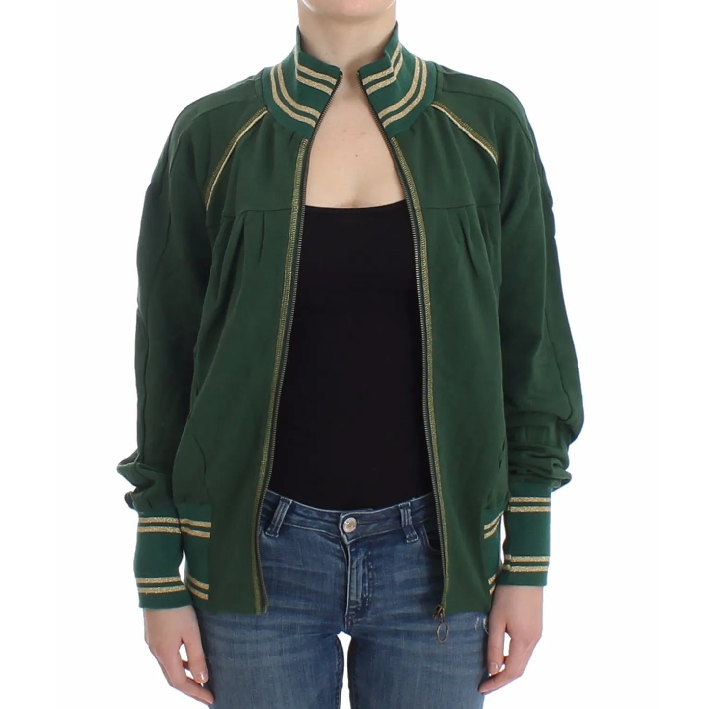 John Galliano Green Mock Zip Cardigan Sweatshirt Sweater Jacket