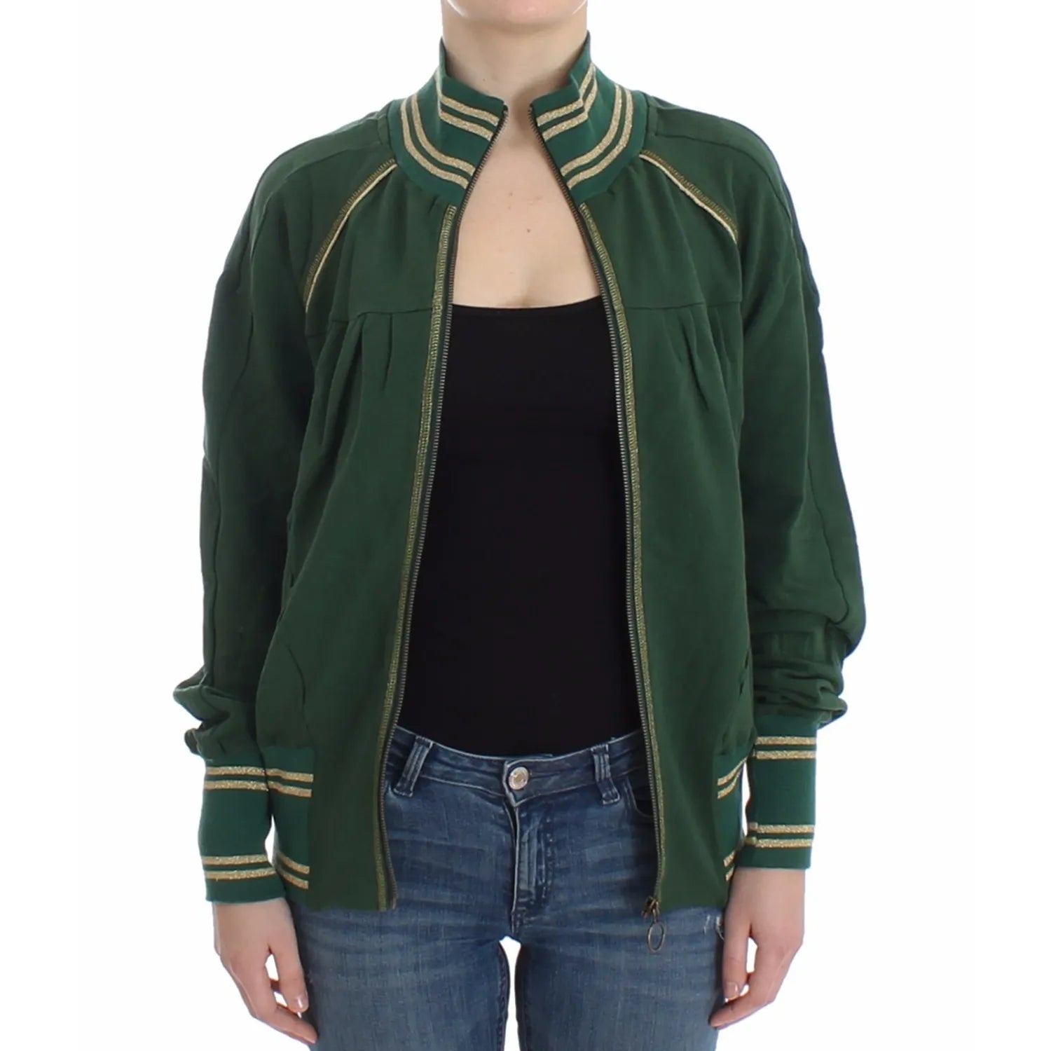 John Galliano Green Mock Zip Cardigan Sweatshirt Sweater Jacket