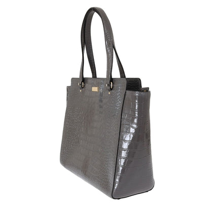 Kate Spade Grey Croc Embossed Leather Elissa Bristol Drive Tote Handbag Bag