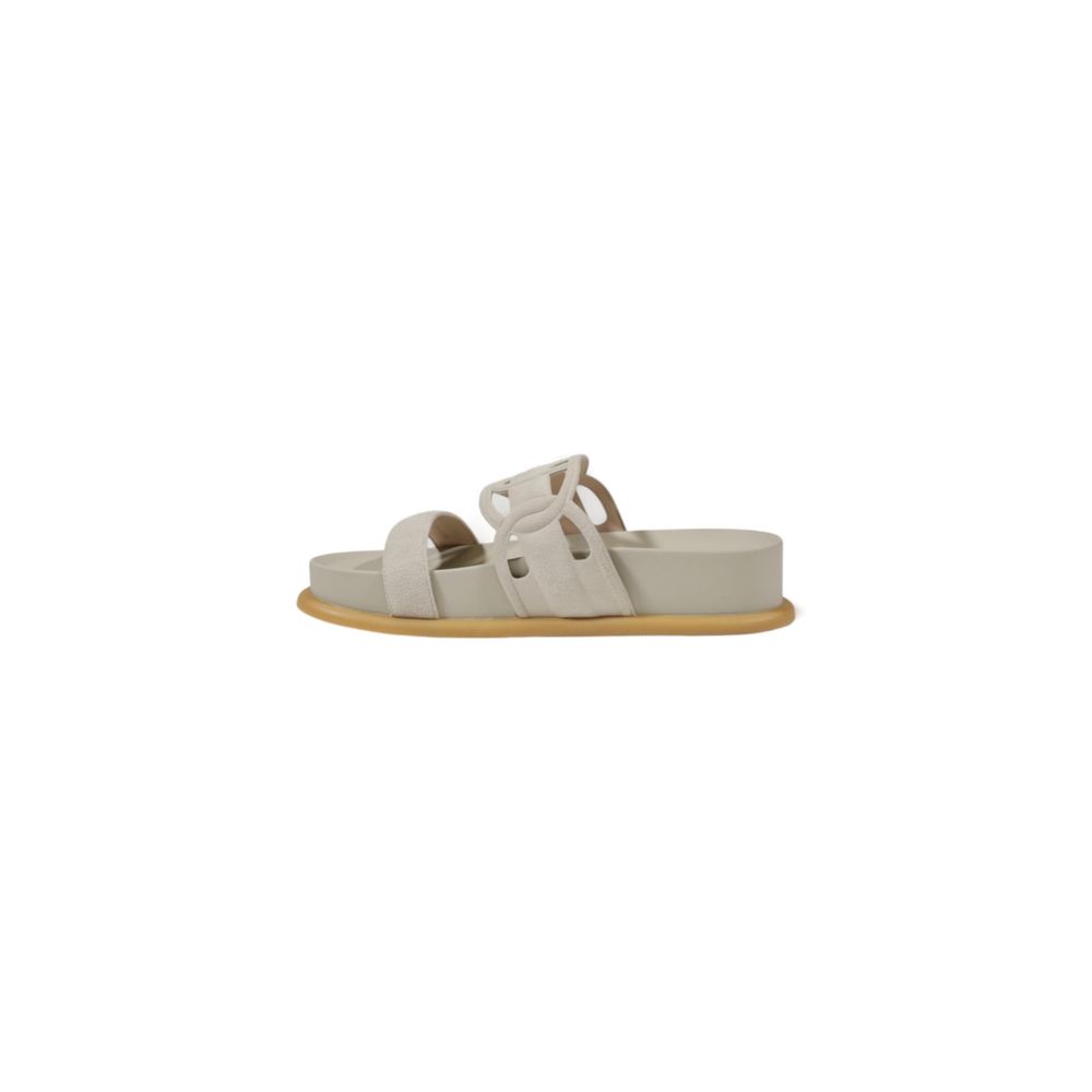 Liu Jo Gray Leather Flat Sandals
