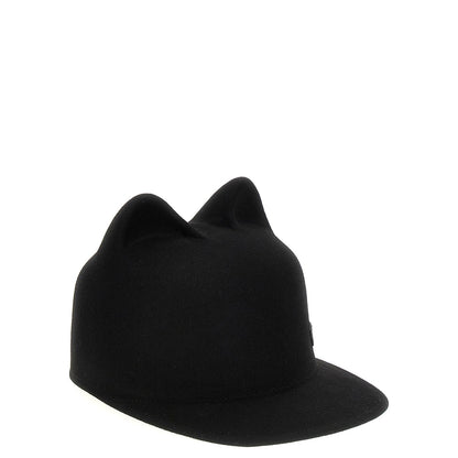 Maison Michel Black Rabbit Fur Cap (Baseball Hat)