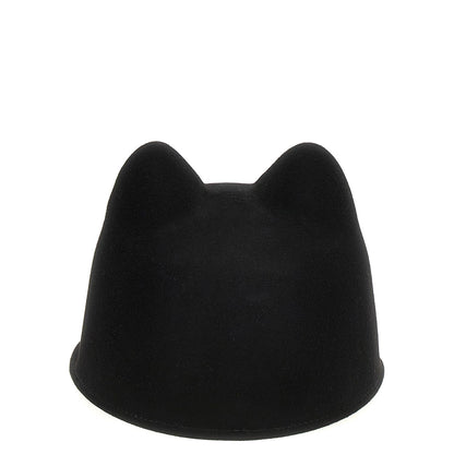 Maison Michel Black Rabbit Fur Cap (Baseball Hat)