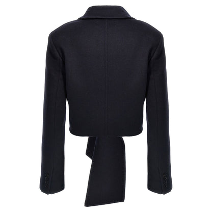 Max Mara Blue Wool Full-Length Jacket